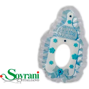 Železářství Modrá dětská ozdoba pro novorozeně fotorámeček s láhví - 16 cm