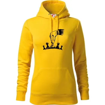 Dámská mikina Šachy - ruka - Mikina dámská Cape s kapucí - L ( Žlutá )
