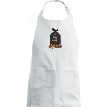Kuchyňská zástěra Moje mládí - Dámská zástěra na vaření - Univerzální velikost ( Bílá )