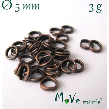 Materiál na výrobu šperku Dvojitý kroužek průměr 5mm, 3g/cca 34ks, staroměď