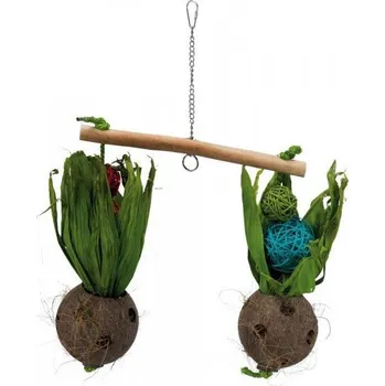 Pro ptáka Hračka závěsná houpačka s kokosovými ořechy 30 x 50 cm