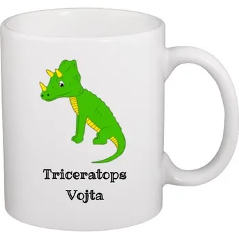 Hrnek malý bílý s potiskem Hrnek s triceratopsem