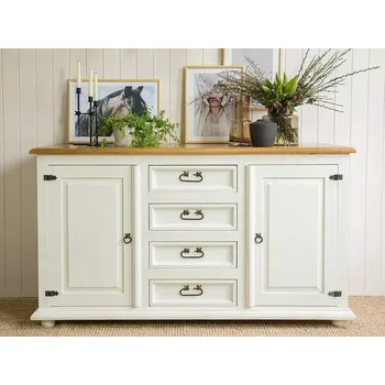 Komoda Masivní komoda WHITE HOME Slim COM121 Barevné provedení: Bílá patina K03 - bezbarvý vosk K09