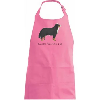 Kuchyňská zástěra Bernese mountain dog kreslený - Dámská zástěra na vaření - Univerzální velikost ( Růžová )