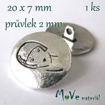 Knoflík Bižuterní kovový knoflík 20x7mm, 1ks