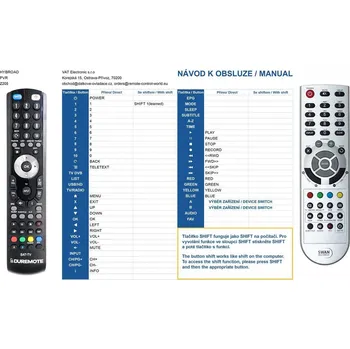 Dálkový ovladač General SWAN Multimedia HYBROAD Z121, HYBROAD Z205 - náhradní dálkový ovladač