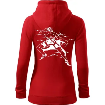 Dámská mikina Climbing man - Dámská mikina trendy zipper s kapucí - S ( Červená )