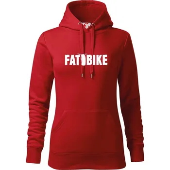 Dámská mikina Fat bike nápis - Mikina dámská Cape s kapucí - S ( Červená )