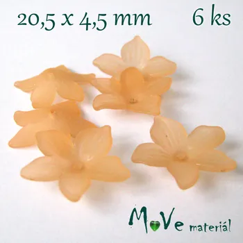 Dětské navlékací korálky Akrylový květ - transparentní 20,5mm, 6ks, oranžový