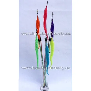 Hračka pro kočku Žížala na teleskopu 40 cm - udice s žížalou