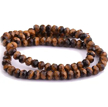 Dětské navlékací korálky Tygří oko fazetované 4x6mm