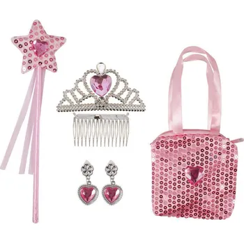 PTIT CLOWN Sada pro princezny 4ks - kabelka, korunka, náušnice, hůlka Barva: RŮŽOVÁ