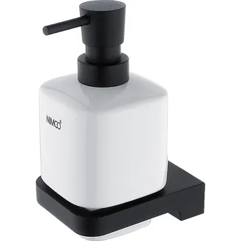 Dávkovač mýdla Nástěnný dávkovač tekutého mýdla keramický, černý kov, pumpa mosaz NIMCO MAYA černá MAC 29031K-T-90 Nimco