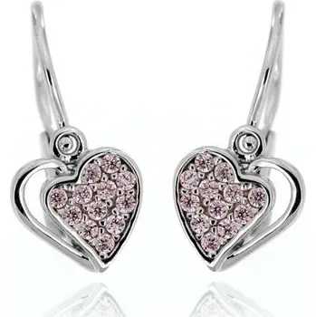 Náušnice Zlatnictví U Kostela Zlaté dětské náušnice srdíčka s růžovými kamínky 5238 331778242