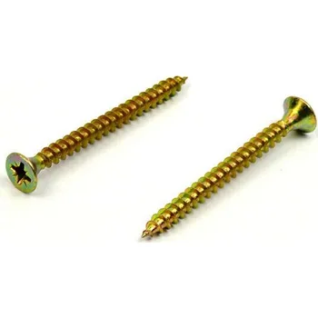 Vrut Univerzální vrut do dřeva 4,5x50 plný závit zinek žlutý (Vrut do dřeva, křížová drážka PZ, zápustná hlava)