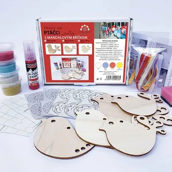 kreativní sada Malování pískem sada PTÁČCI z překližky - červená
