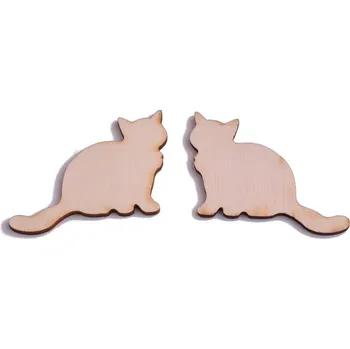 EU Dřevěný výřez kočka 4x6 cm, 2ks