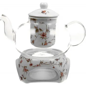 Filtrační konvice DUO Gifts DG - Skleněná konvice s ohřívačem na čajovou svíčku SAFA v dárkové krabičce - 1000 ml