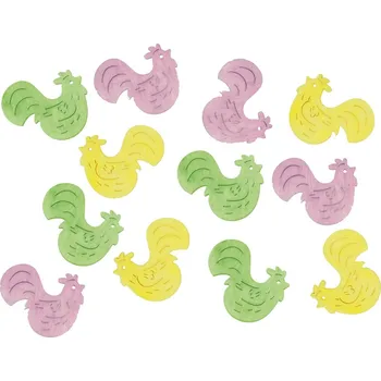 Velikonoční dekorace Dřevění kohouti 4 cm, 12 ks