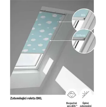 Zatemňující roleta VELUX DKL Kolekce pro dobrou noc - nová generace Barva rolety: Horkovzdušné balóny (4666), Barva vodicí lišty: Hliník standard (S), Označení okna (ze štítku na okně): SK10 114x160 cm