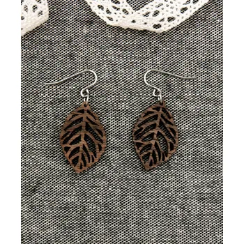 Náušnice art-wood.cz Dřevěné náušnice - Bukový list