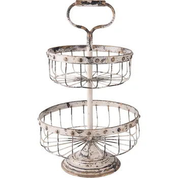 Kovový etažér s patinou a odřením - Ø 31*49 cm