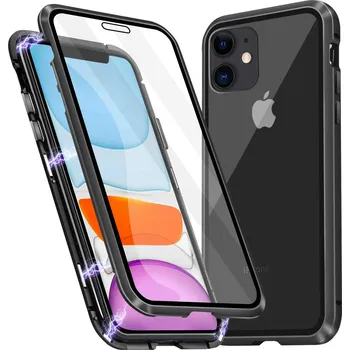 Pouzdro na mobilní telefon Beweare Magnetický oboustranný kryt s tvrzeným sklem na iPhone 11 - černý
