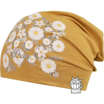 Čepice Bavlněná čepice Dráče - Polo 02, hořčicová kytka Barva: Žlutá, Velikost: 48-50