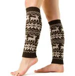 VFstyle tmavě hnědé vánoční pletené návleky na nohy sobi 40 cm