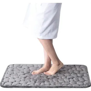 Sada koupelnových doplňků Protiskluzová koupelnová předložka "3D kameny" z paměťové pěny Varianta: 40x60 cm, Barva: Šedá