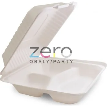 Jednorázové nádobí Menu box BIO z cukrové třtiny 3dílný