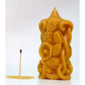 Svíčka Svíčka ze včelího vosku - zdobená klasem