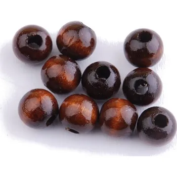 Dětské navlékací korálky Dřevěné korálky 8 mm - 10 ks 8mm: tm. hnědá