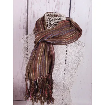 Šála OSTATNÍ Šála šátek hnědá s barevnými nitkami