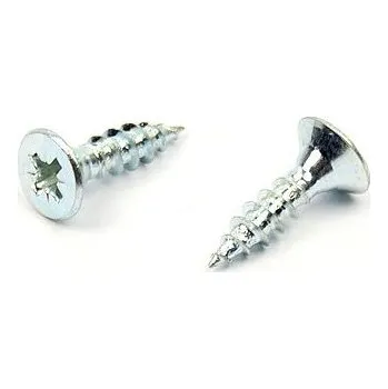 Vrut Univerzální vrut do dřeva 5x16 plný závit zinek bílý (Vrut do dřeva, křížová drážka PZ, zápustná hlava)