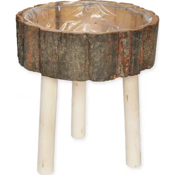 Zahradní dekorace Obal dřevo/nožky 25cm natural