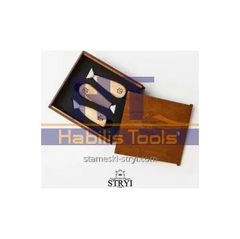 Kuchyňský nůž SADA šikmých nožů STRYI na vrubořez - 3 ks (dřevěná krabička)