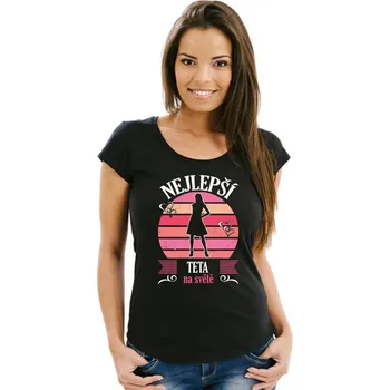 Dámské tričko STRIKER Nejlepší teta Barva: Černá, Velikost: L