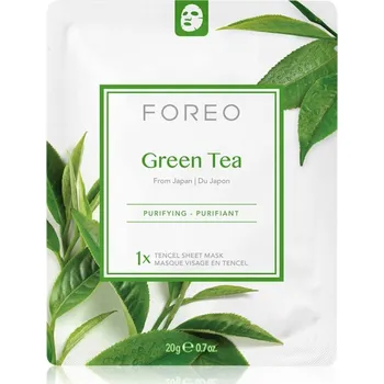 Pleťová maska FOREO Farm to Face Sheet Mask Green Tea plátýnková maska se zklidňujícím účinkem pro smíšenou pleť 3x20 g