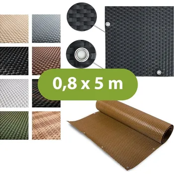 Příslušenství pro plot Balkonová zástěna - umělý ratan, 0,8x5m - barva na přání (Ratanová zástěna na balkon s oky pro upevnění - barva na přání)