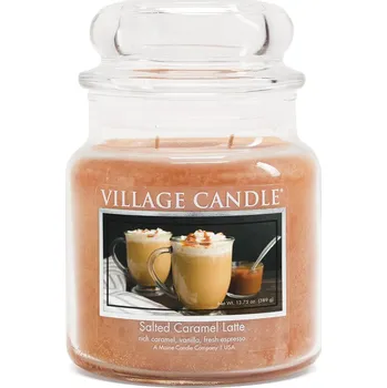 Svíčka VILLAGE CANDLE Vonná svíčka ve skle Salted Caramel Latte, střední