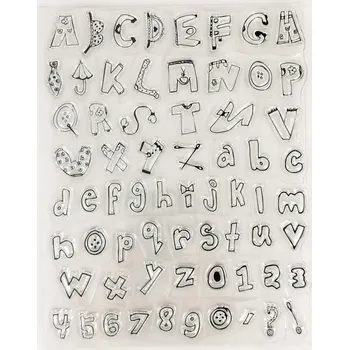 Dětské razítko SMT Creatoys Abeceda a čísla obrázková - silikonová gelová razítka (66ks)