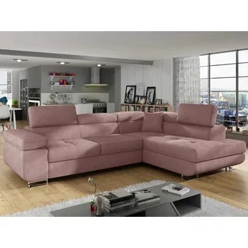Sedací souprava Rozkládací rohová sedačka TONY DELUXE růžová