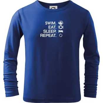 Chlapecké tričko Eat sleep swim - Triko dětské Long Sleeve - 122 cm/6 let ( Královská modrá )