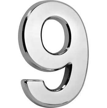 Domovní cedule MagicHome číslo ´9´, domové, s lepiacou páskou, strieborné, 70x100 mm, 2212487