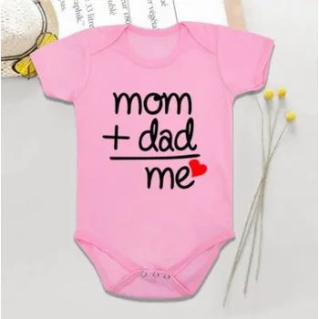 Kojenecké oblečení Kojenecké body s nápisem "Mom + Dad = Me" Věk: 6-9 měsíců, Barva: Růžová