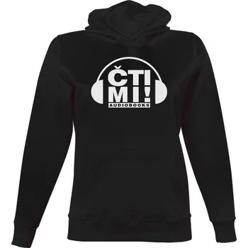 Dámská mikina Dámská mikina s kapucí s potiskem Motiv: Logo Čti mi! - Bílé 4 dámské