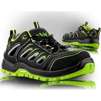 Pracovní obuv VM Footwear Obuv VM VANCOUVER 8115-S1 ESD sandál s kompozitní tužinkou 8115-S1ESD/45 Černá/zelená 45