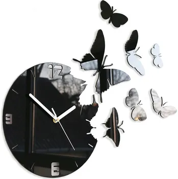 Hodiny Moderní nástěnné hodiny MOTÝLE NH003 (nalepovací hodiny na stěnu)