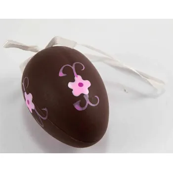 Velikonoční dekorace Velké velikonoční vajíčko s květinkami na mašličce - hnědá, růžová, fialová hnědá_CEZ2350